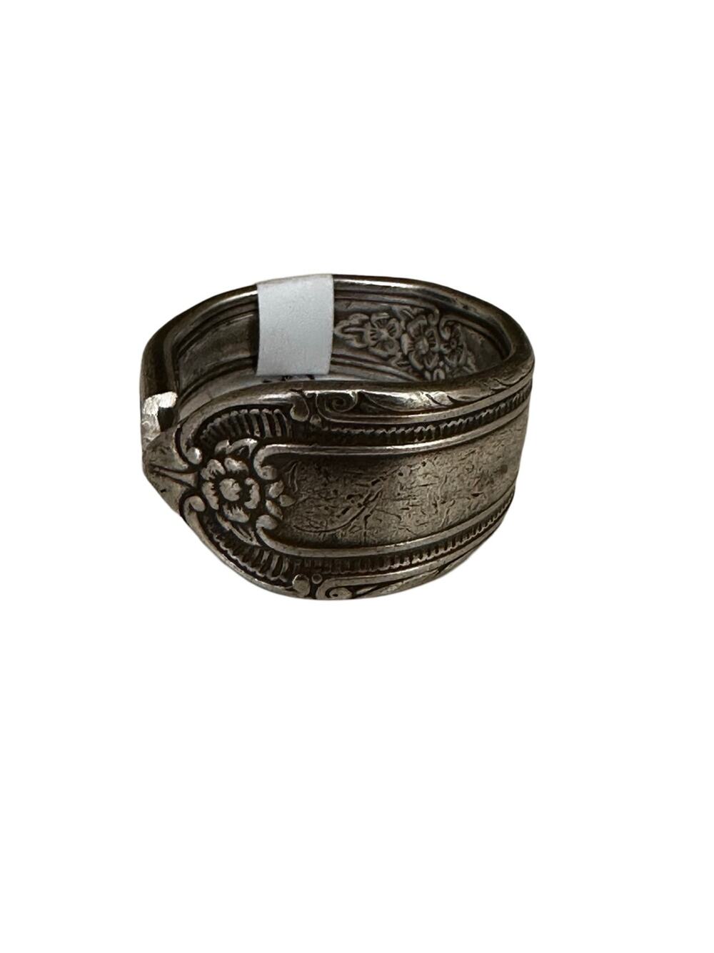 Floral Size 9 Sterling Silver Plated Spoon Ring